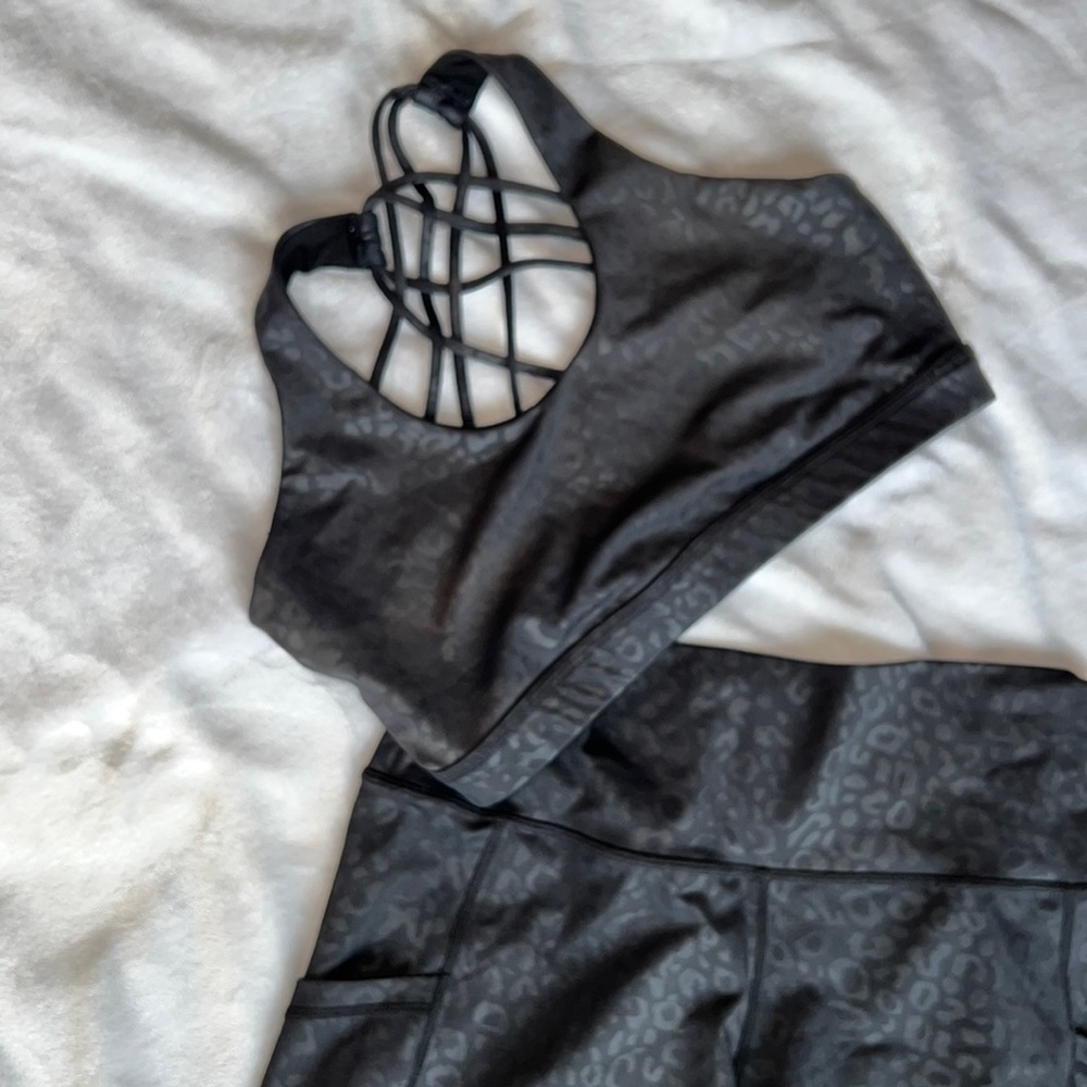 CVG butterfly black leopard sports bra